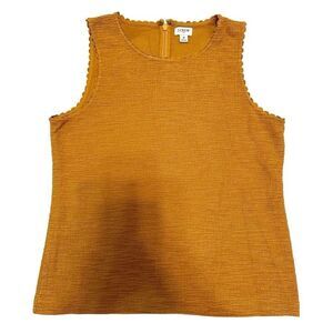 J. Crew Mustard Scallop Hem Texture Tank Business Casual Fall Tank Medium
